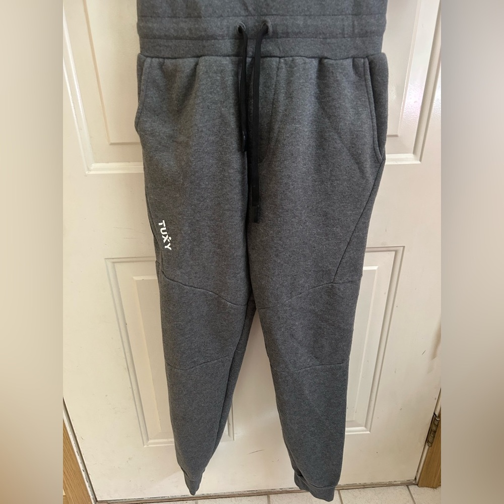 Tuxy Suit One Piece Sweatshirt Hoodie & Pants Jumpsuit  Loungwear Gray Men's S - Picture 4 of 10